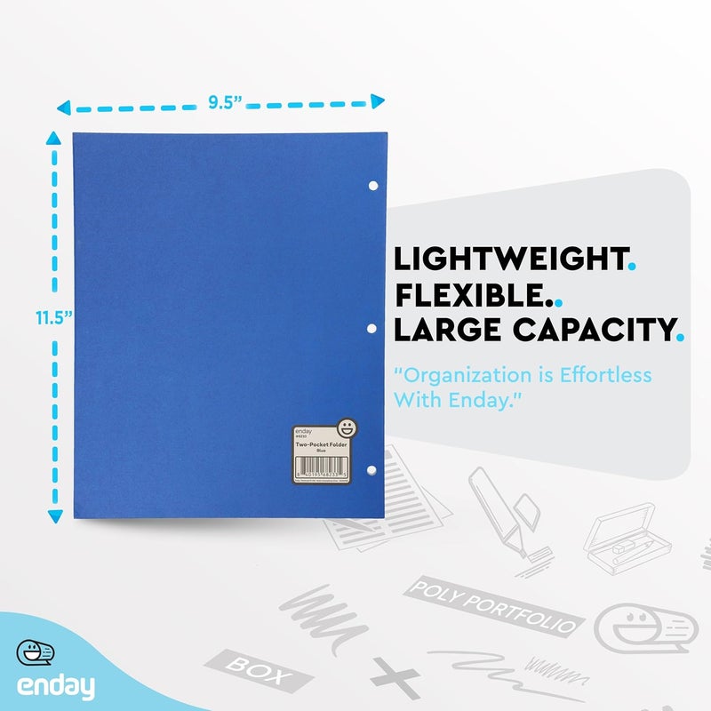 Enday Blue Folders with Pockets 2 Pocket Folder Bulk, Two Pockets File for Letter Size Sheets, Bulk Paper Also Available in Blue, 100 Pack - by - Image 5